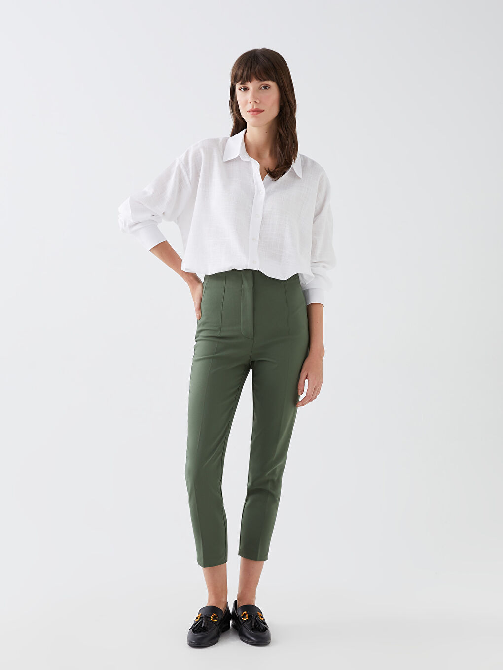 Әйелдерге арналған стандартты пішім өрнексіз шалбар-1