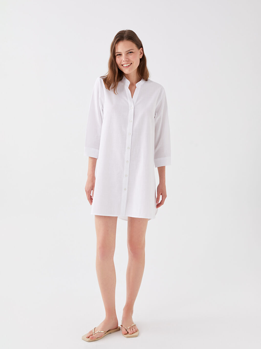 Flat Collar Poplin Women's Beach Dress