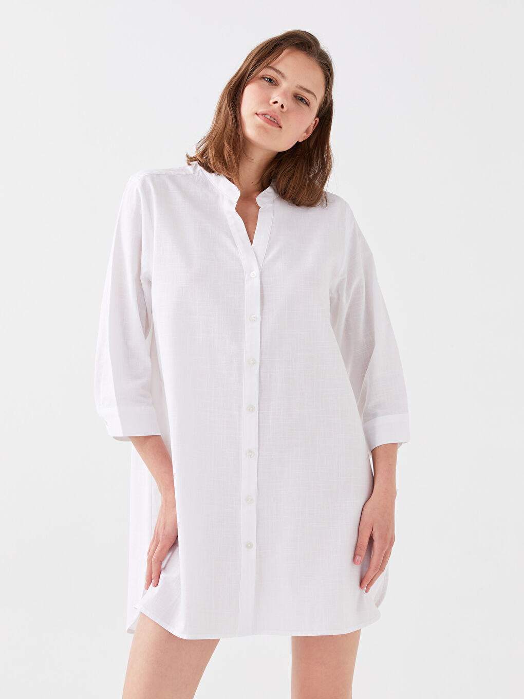Flat Collar Poplin Women's Beach Dress-1