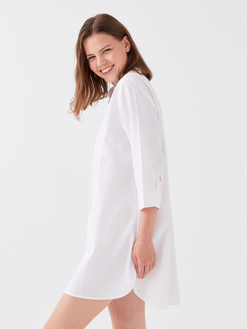 Flat Collar Poplin Women's Beach Dress-2