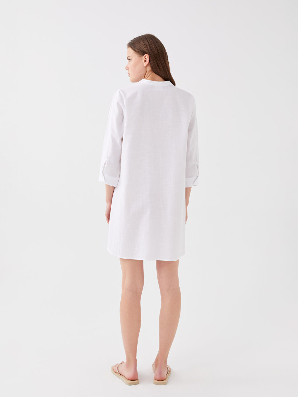Flat Collar Poplin Women's Beach Dress-4