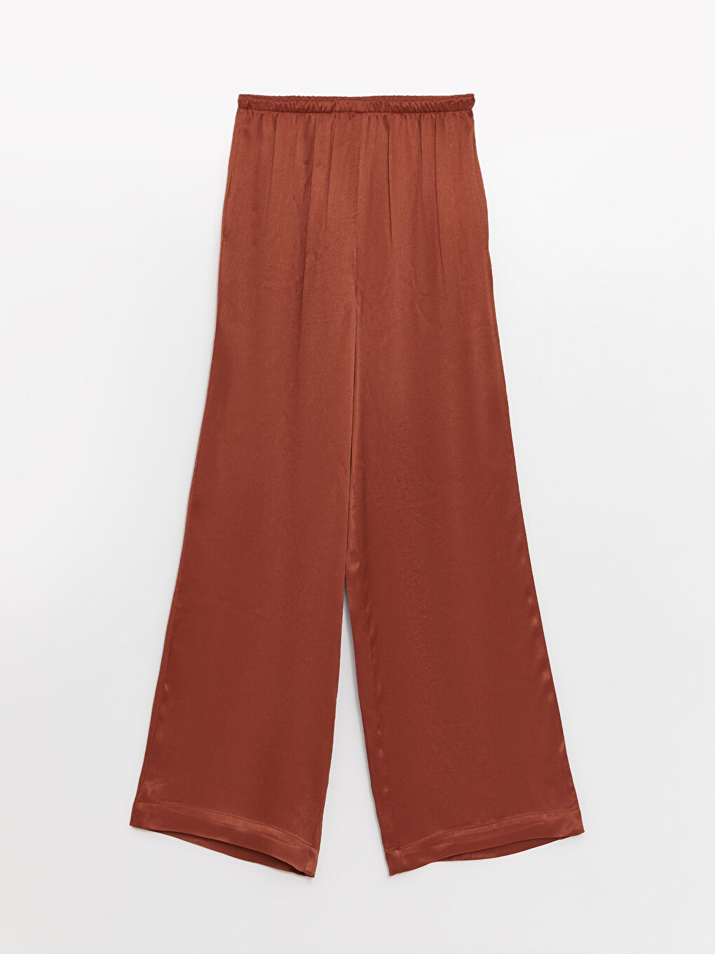 Elasticated Waist Plain Wide Leg Women's Trousers-5