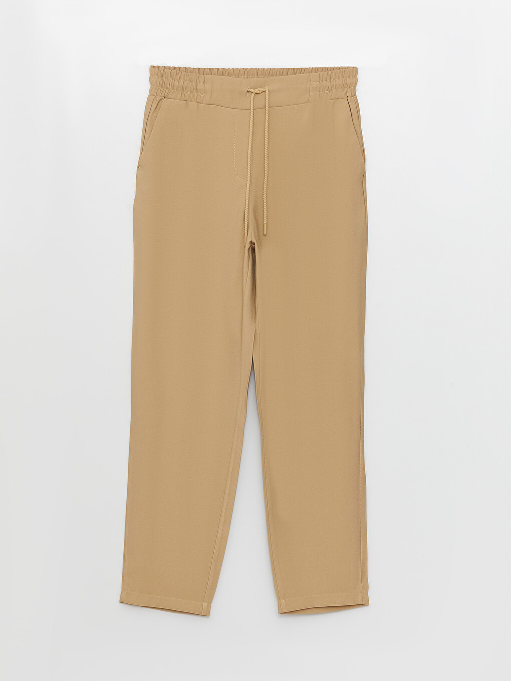 Women's Elastic Waist Plain Trousers-5