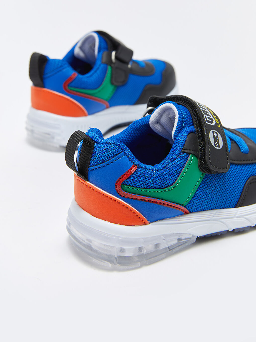 Mavi Tabanı Işıklı Cırt Cırtlı Erkek Bebek Spor Ayakkabı-5