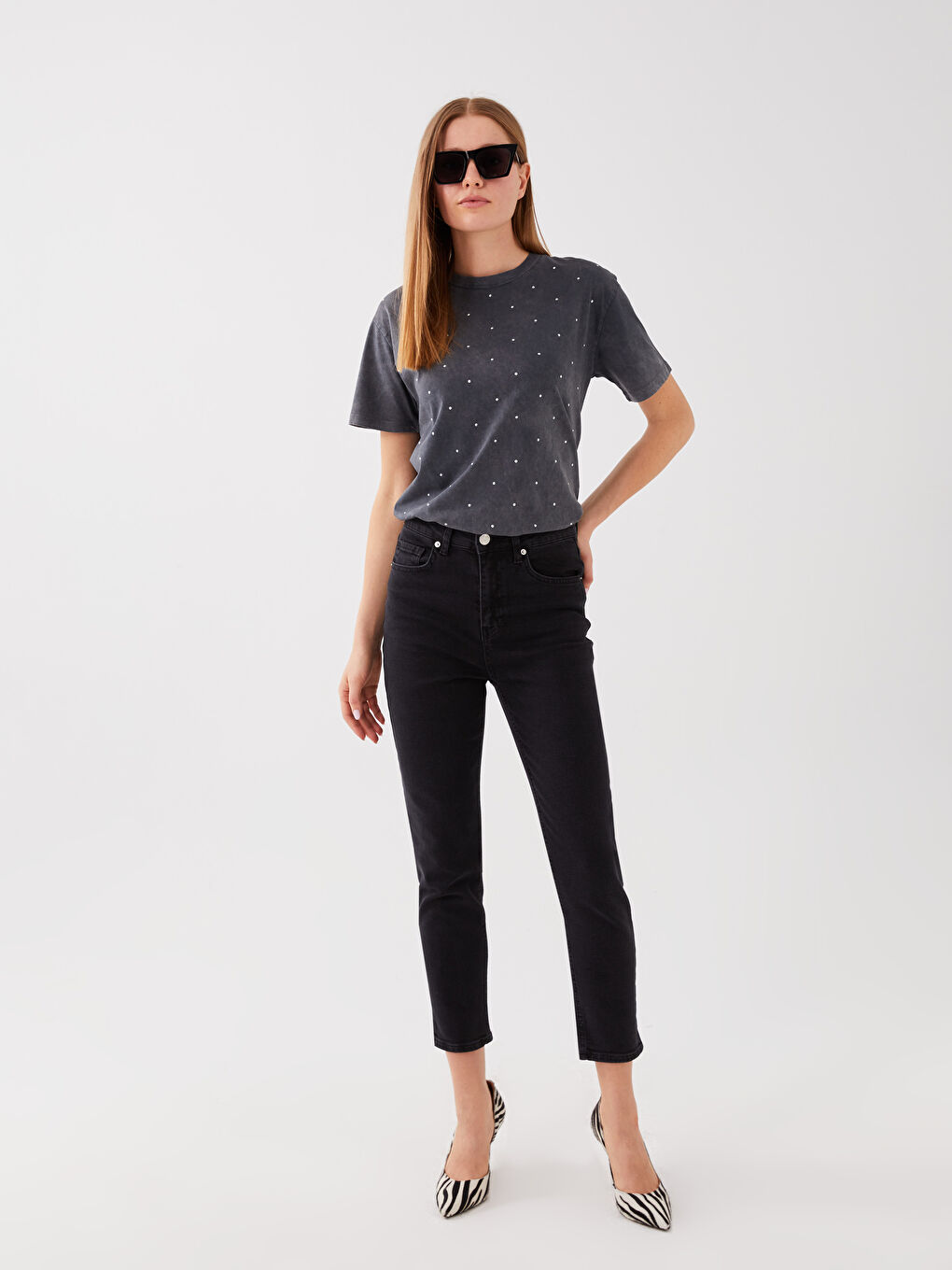 High Waisted Straight Fit Women's Jeans-1