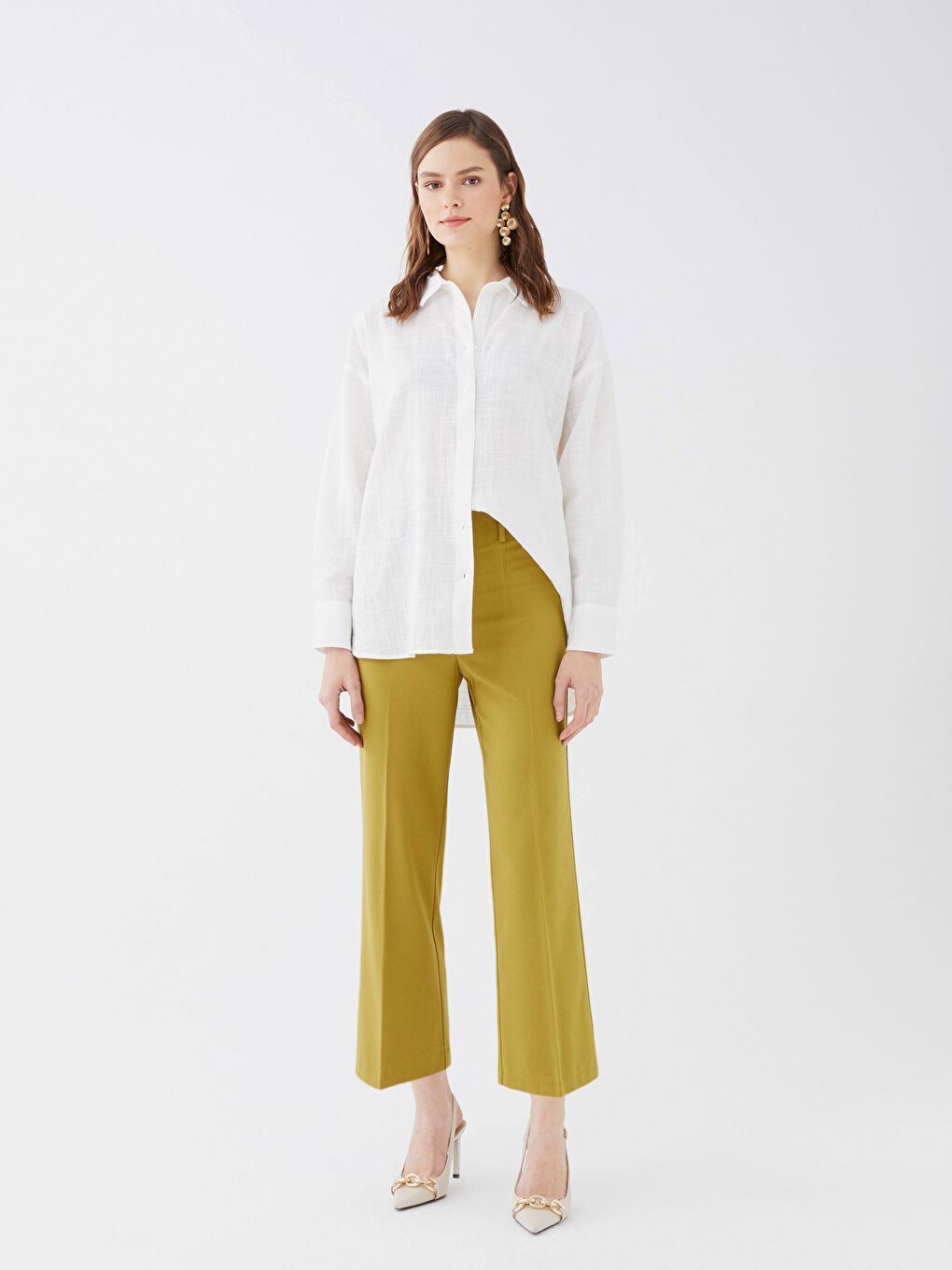 Pantaloni Simpli cu Talie Înaltă și Croială Regular pentru Femei