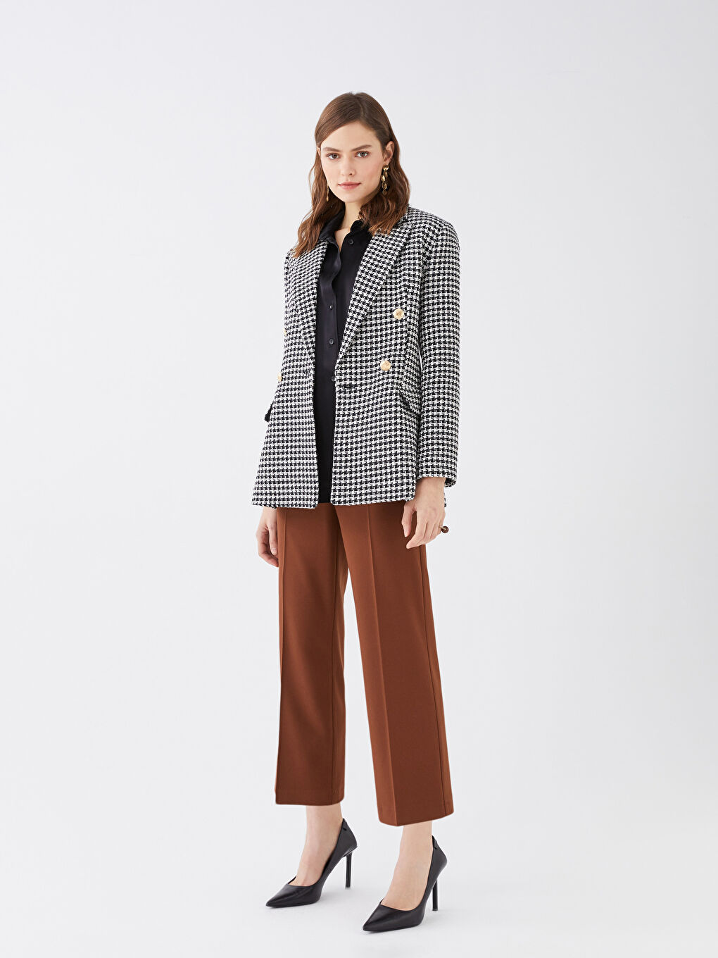 Pantaloni Simpli cu Talie Înaltă și Croială Regular pentru Femei