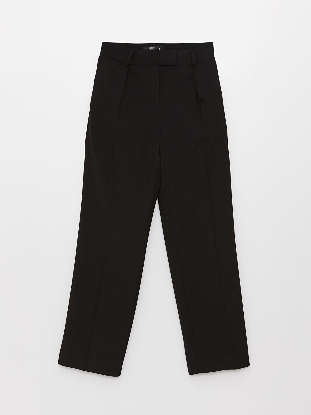 Siyah Kadın Yüksek Bel Rahat Kalıp Düz Pantolon-5