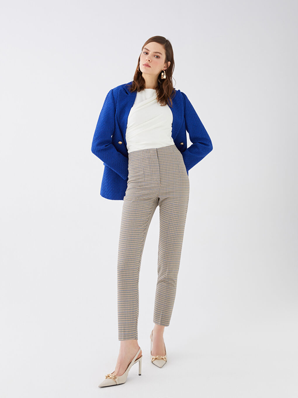 High Waist Standard Fit Crowbar Pattern Women's Trousers-1