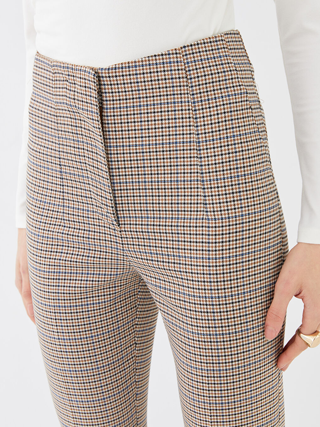 High Waist Standard Fit Crowbar Pattern Women's Trousers-2