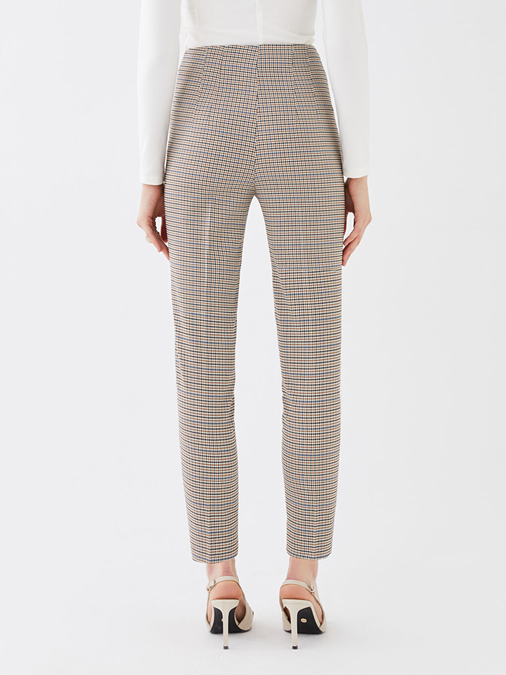 High Waist Standard Fit Crowbar Pattern Women's Trousers-4