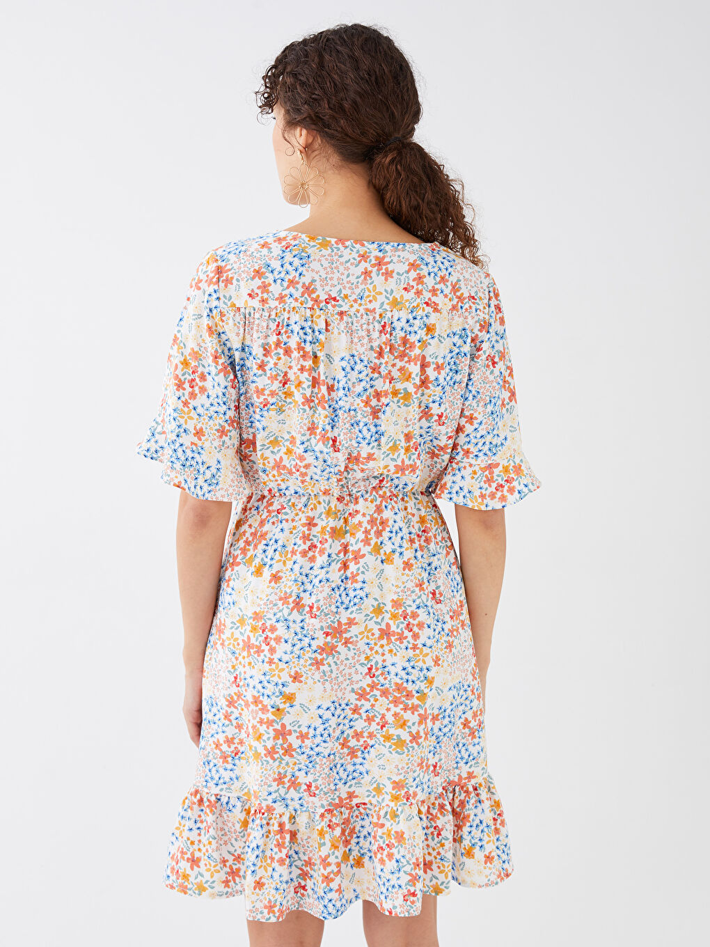 LCWAIKIKI Maternity Robe Maternité à Motifs à Col Double Boutonnage et Manches Courtes -S3DM47Z8-LT4