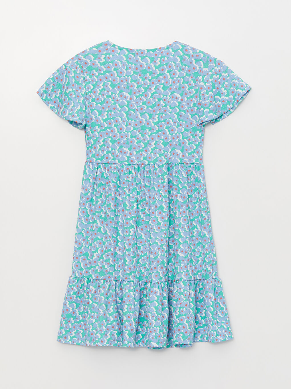 Crew Neck Patterned Short Sleeve Crinkled Maternity Dress -S3DM48Z8-LRR