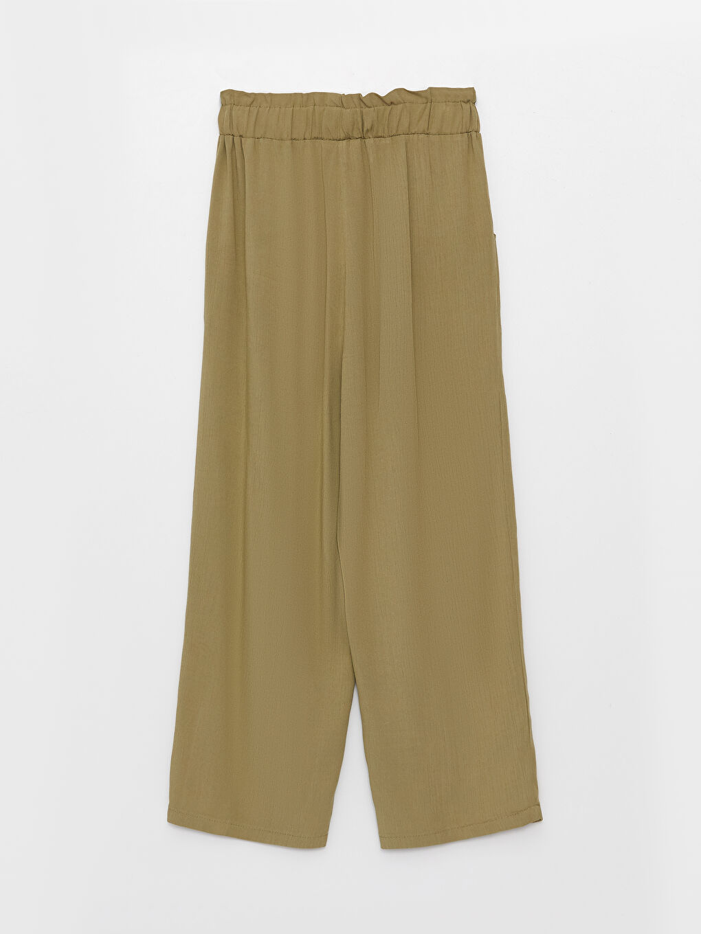 Haki Beli Lastikli Basic Geniş Paça Kız Çocuk Kapri-1