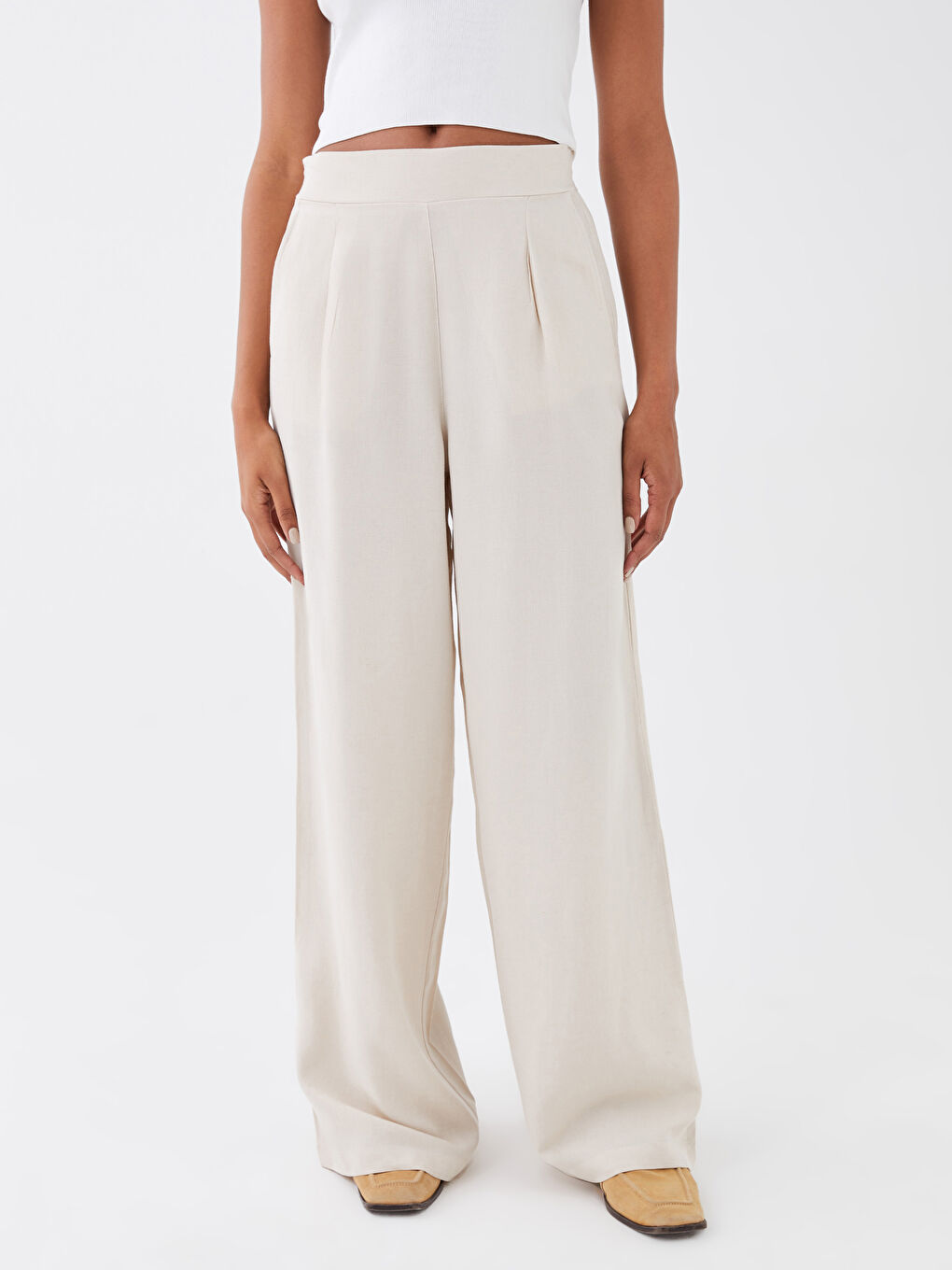 Ženske pantalone sa elastičnim strukom, jednostavne-3