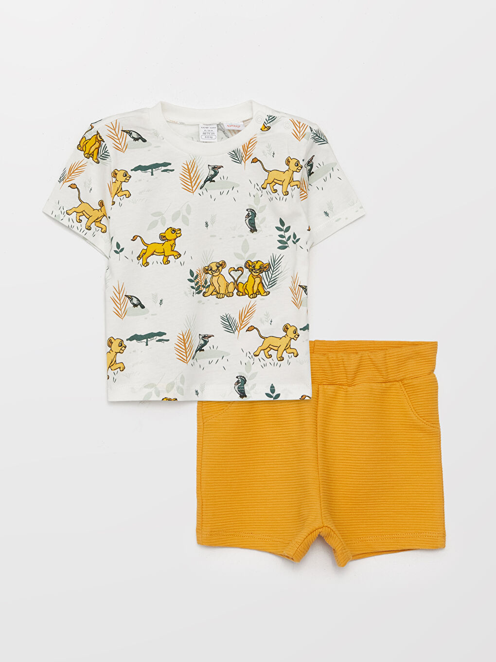 მრგვალი საყელო მოკლე სახელო მეფე ლომი ნაბეჭდი ბავშვის ბიჭებისთვის მაისური და შორტი 2 შეკვრა კომპლექტი