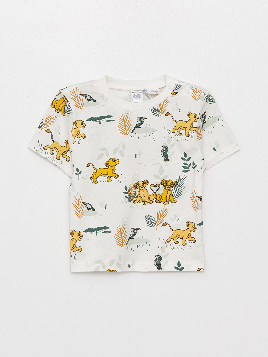 მრგვალი საყელო მოკლე სახელო მეფე ლომი ნაბეჭდი ბავშვის ბიჭებისთვის მაისური და შორტი 2 შეკვრა კომპლექტი-1