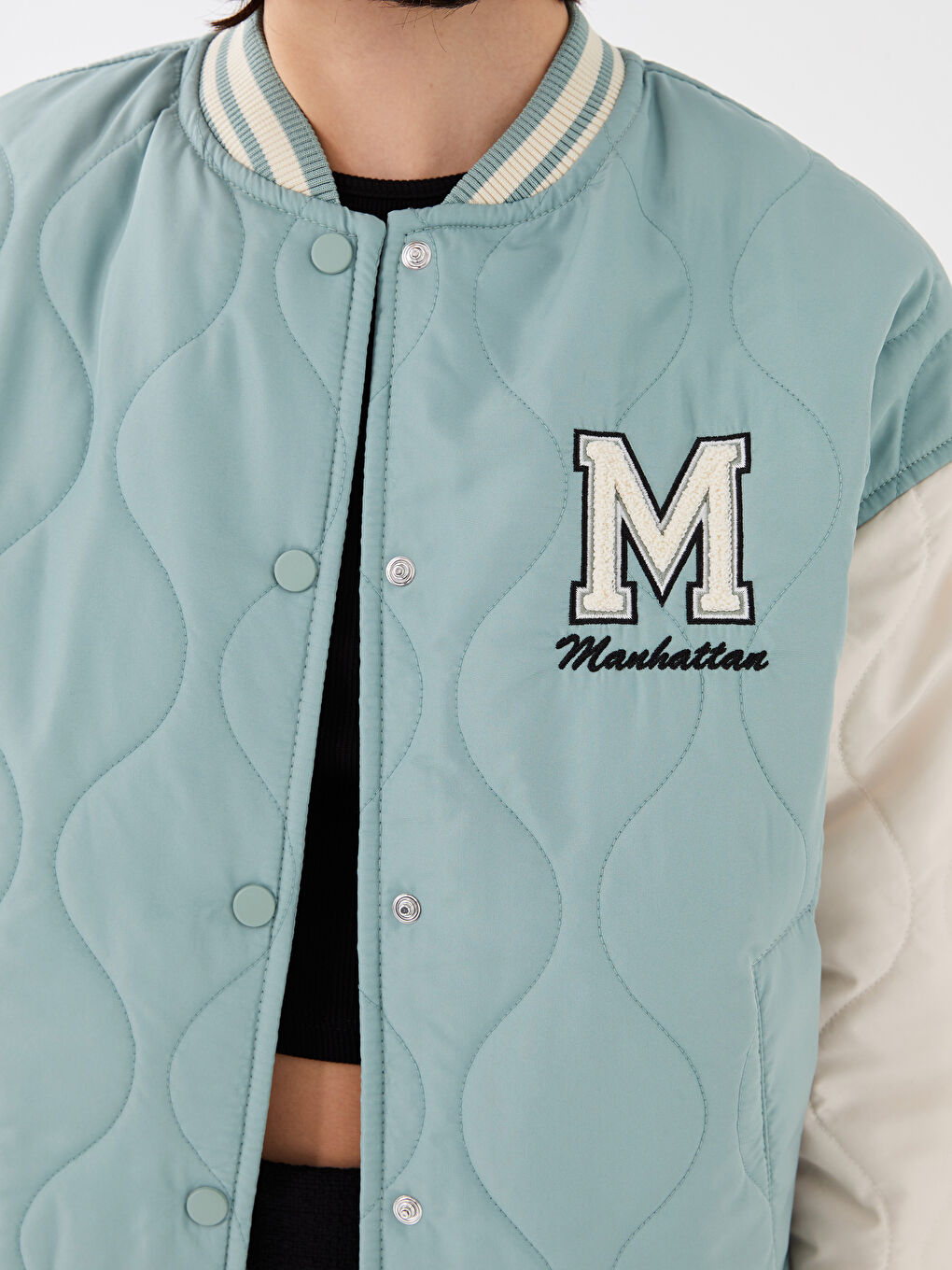 College Collar Embroidered Long Sleeve Women's Coat -S3DM68Z8-V1A