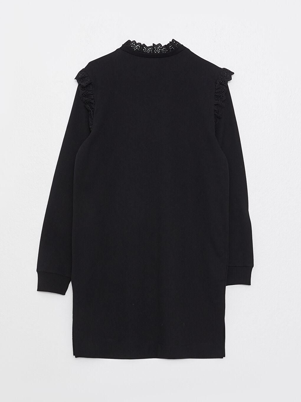 Siyah Dik Yaka Nakışlı Uzun Kollu Kadın Sweatshirt Tunik-6