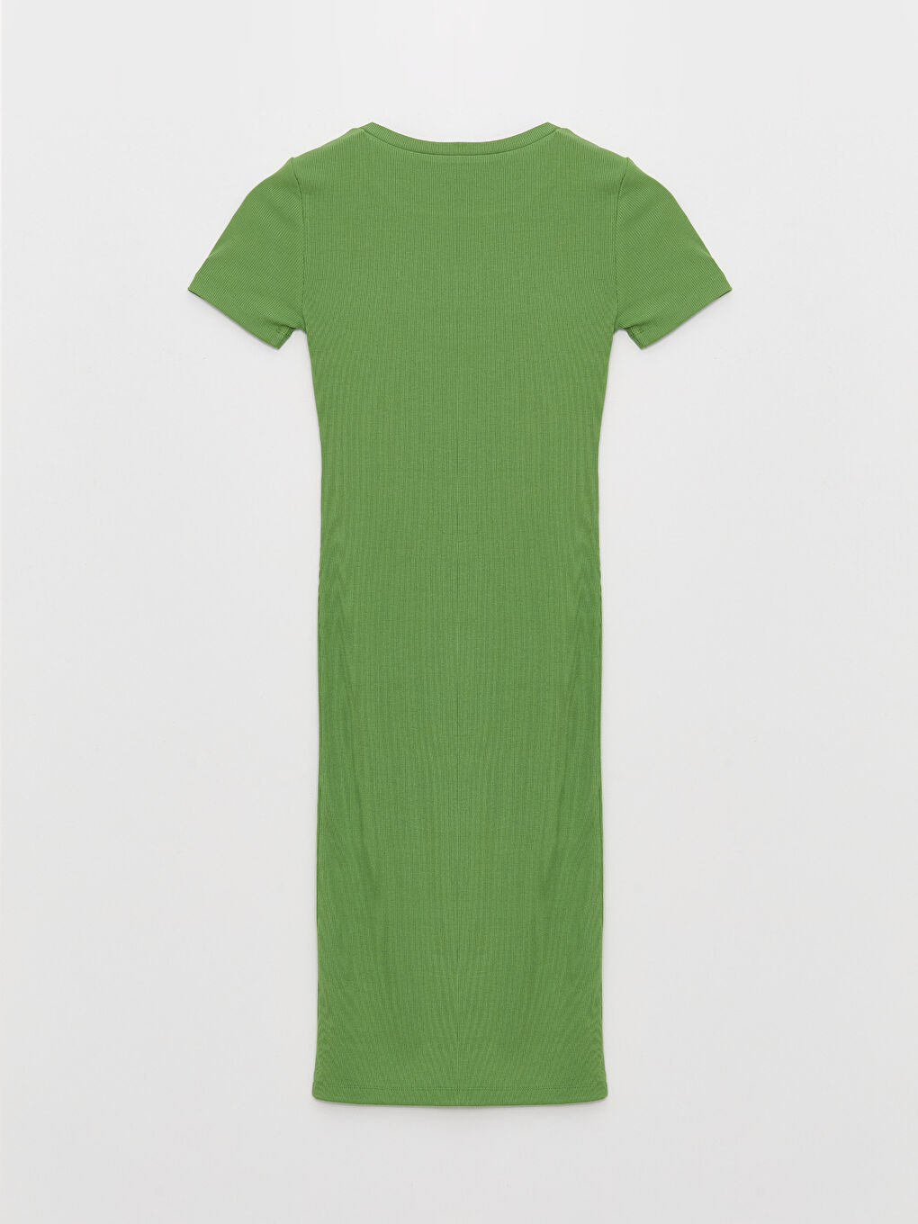 Yeşil Bisiklet Yaka Düz Kısa Kollu Kadın Bodycon Elbise-6