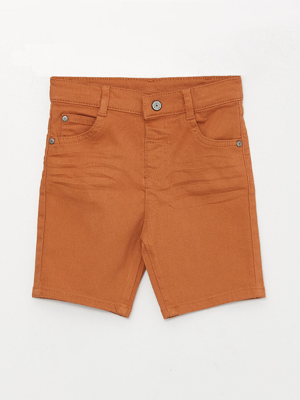 Kahverengi Basic Erkek Bebek Jean Şort-2