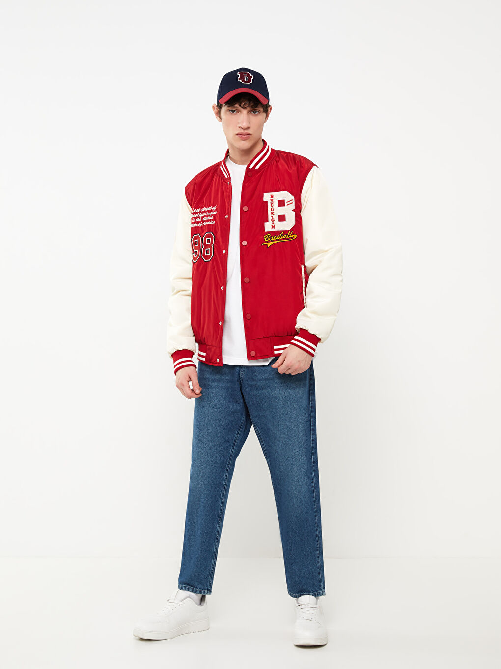 Kırmızı Standart Kalıp Kolej Yaka Erkek Mont-1