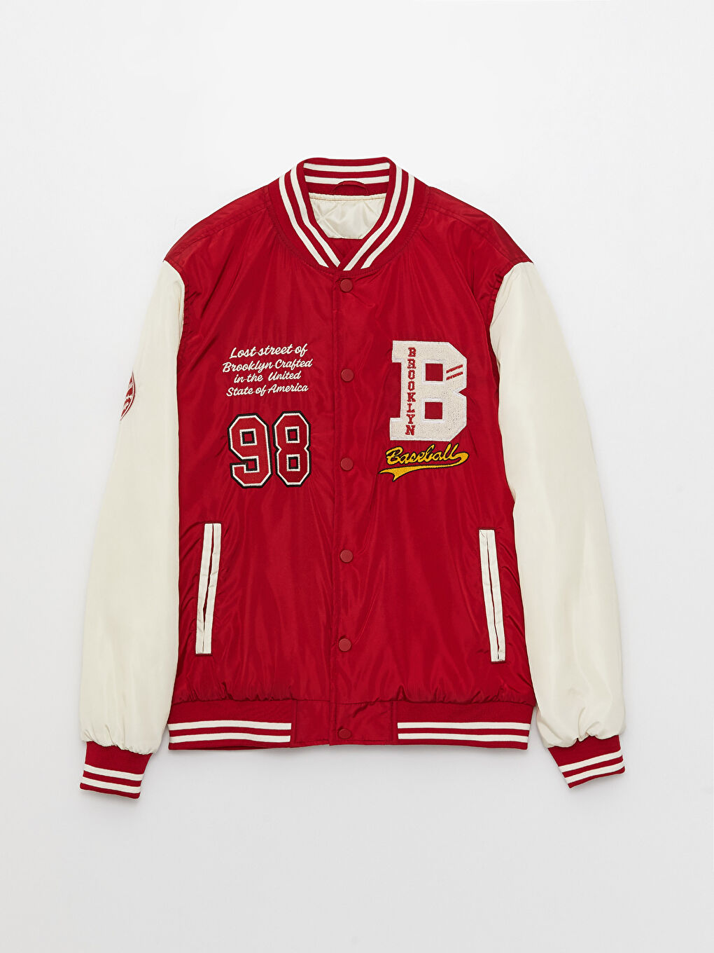 Kırmızı Standart Kalıp Kolej Yaka Erkek Mont-5