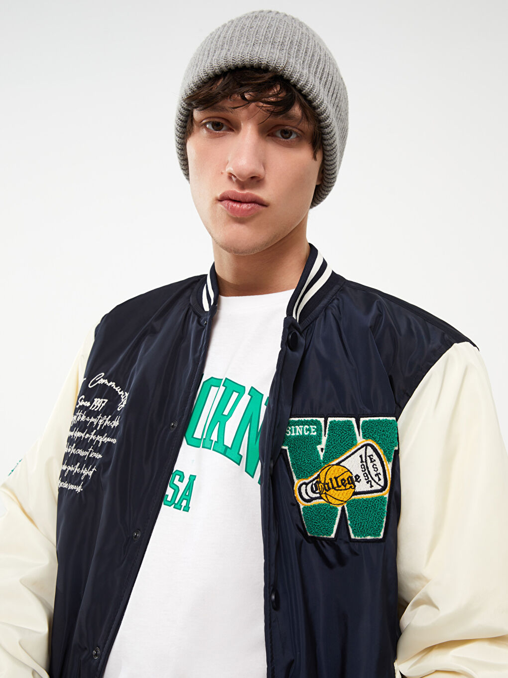 Lacivert Standart Kalıp Uzun Kollu Erkek Kolej Ceket