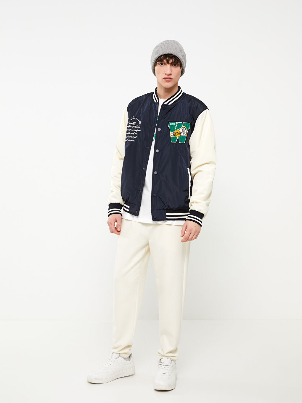 Lacivert Standart Kalıp Uzun Kollu Erkek Kolej Ceket-2