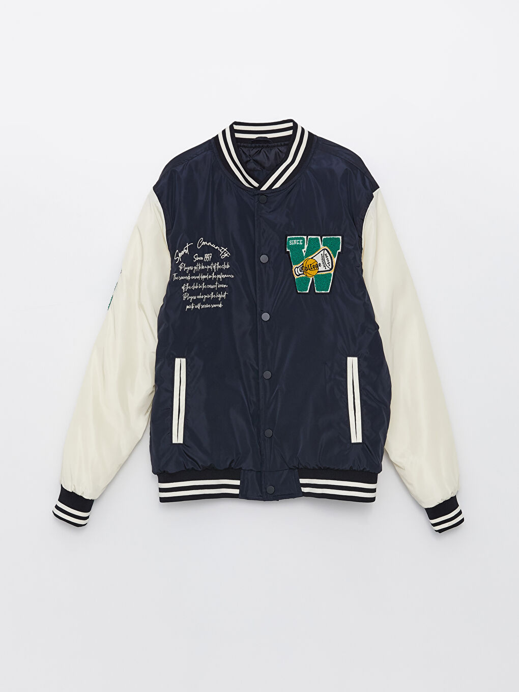 Lacivert Standart Kalıp Uzun Kollu Erkek Kolej Ceket-5