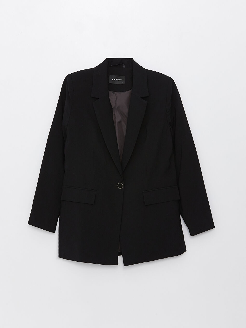 Siyah Düz Uzun Kollu Kadın Ceket-5