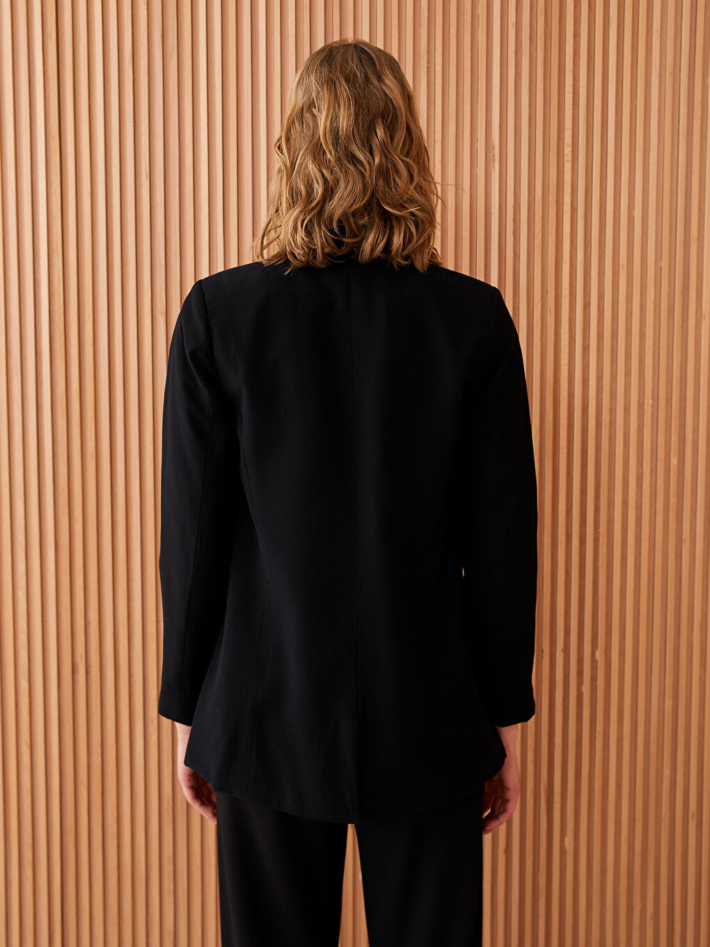 Siyah Düz Uzun Kollu Kadın Ceket-4