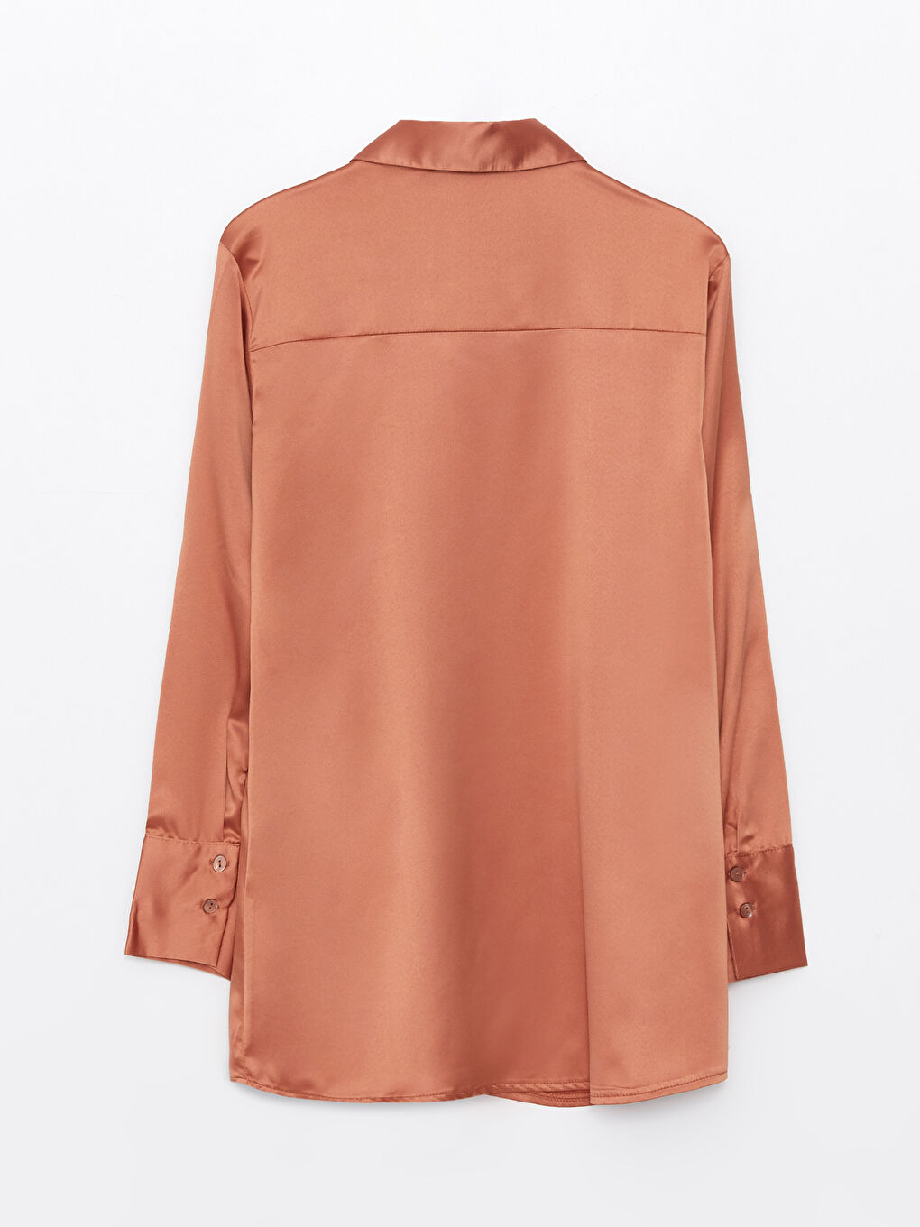 قميص تونيك ساتان كم طويل سادة للسيدات-6