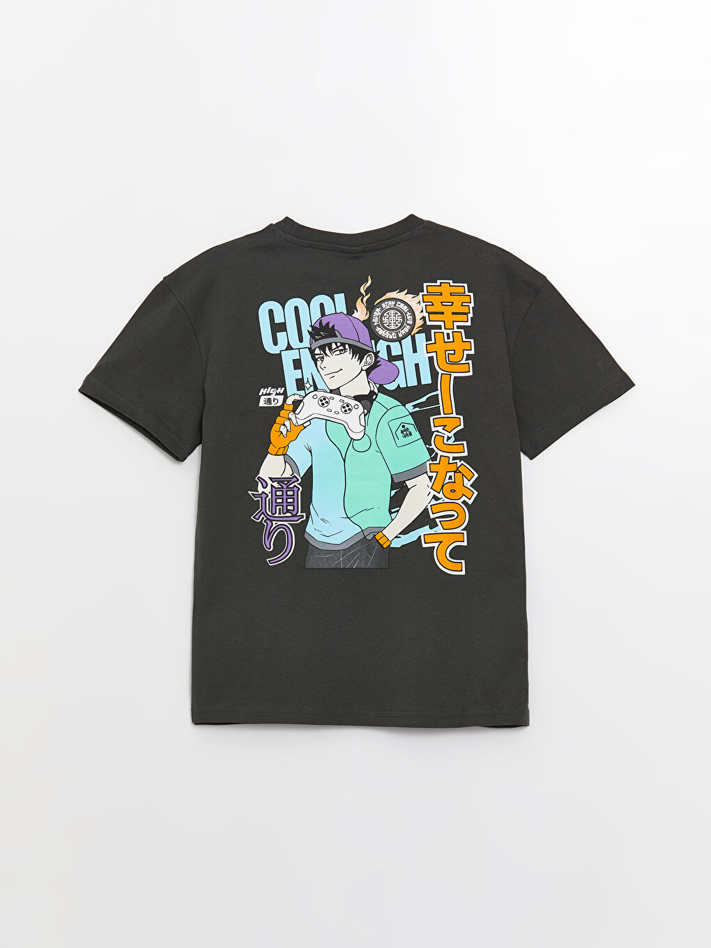 Футболка свободного кроя с круглым вырезом и принтом для мальчиков-1