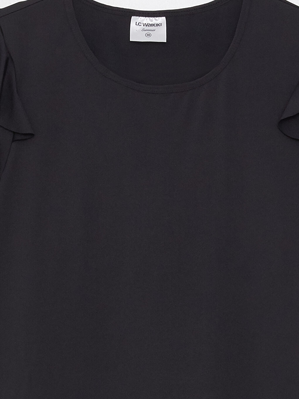 Siyah Bisiklet Yaka Düz Kısa Kollu Kadın Mayo Takımı-8