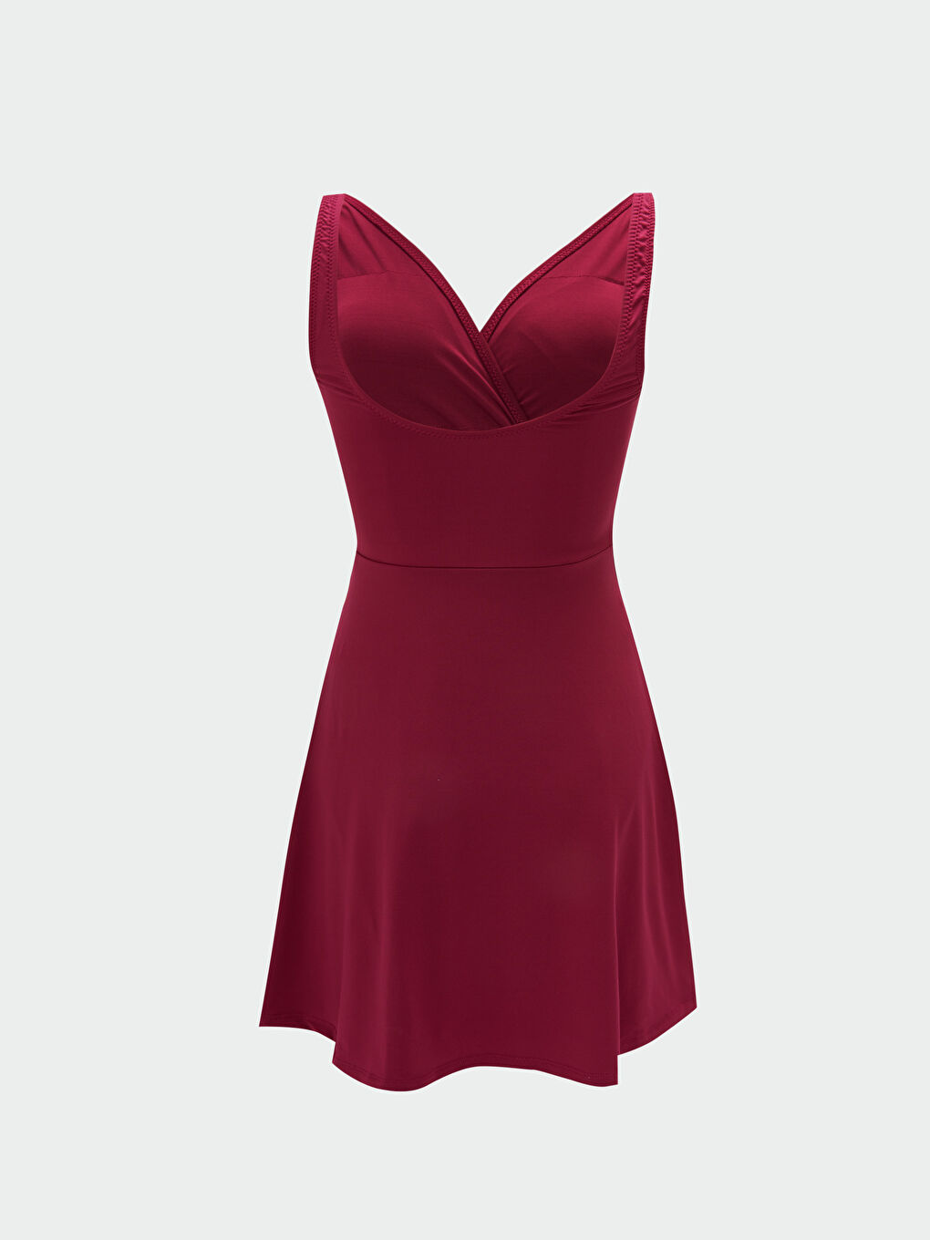 Mürdüm Kadın Kruvaze Yaka Düz Mayo-1