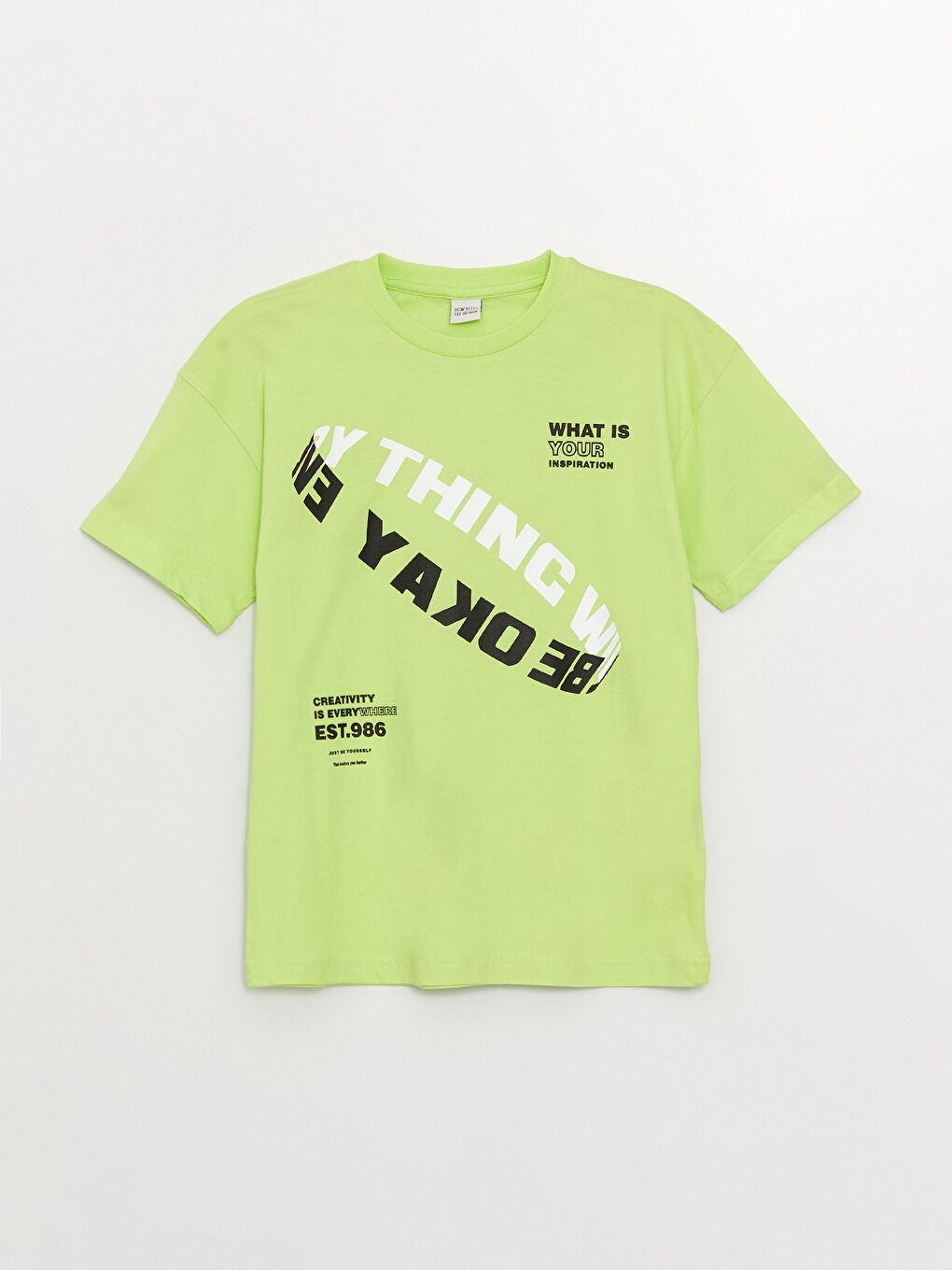 تي شيرت للأولاد ياقة دائرية مريح وواسع شوية مطبوع