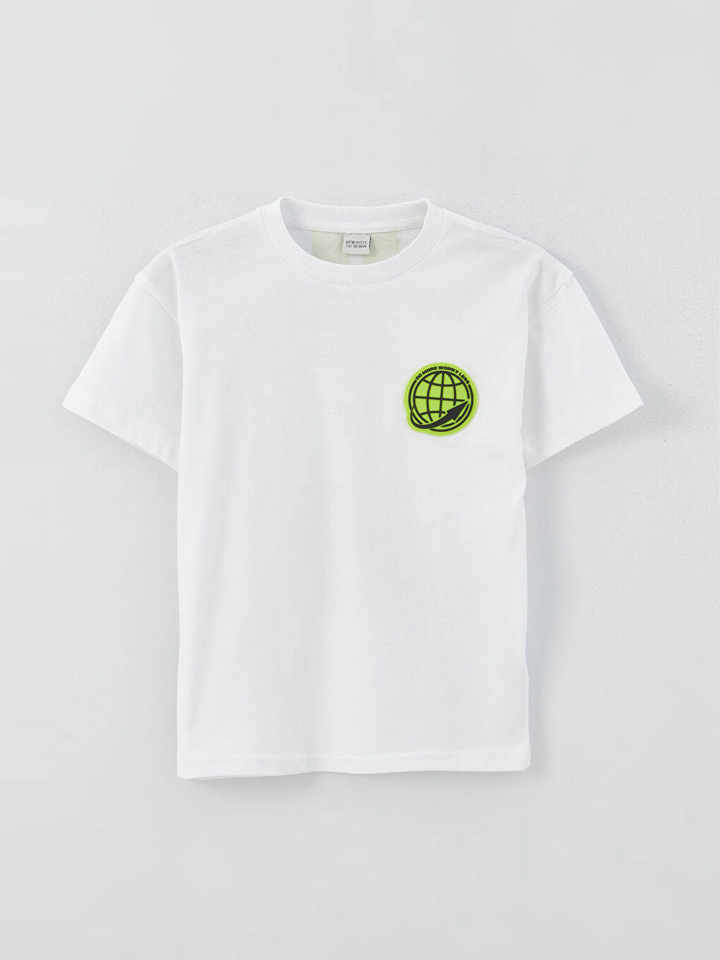 Beyaz Rahat Kalıp Bisiklet Yaka Baskılı Erkek Çocuk Tişört-2