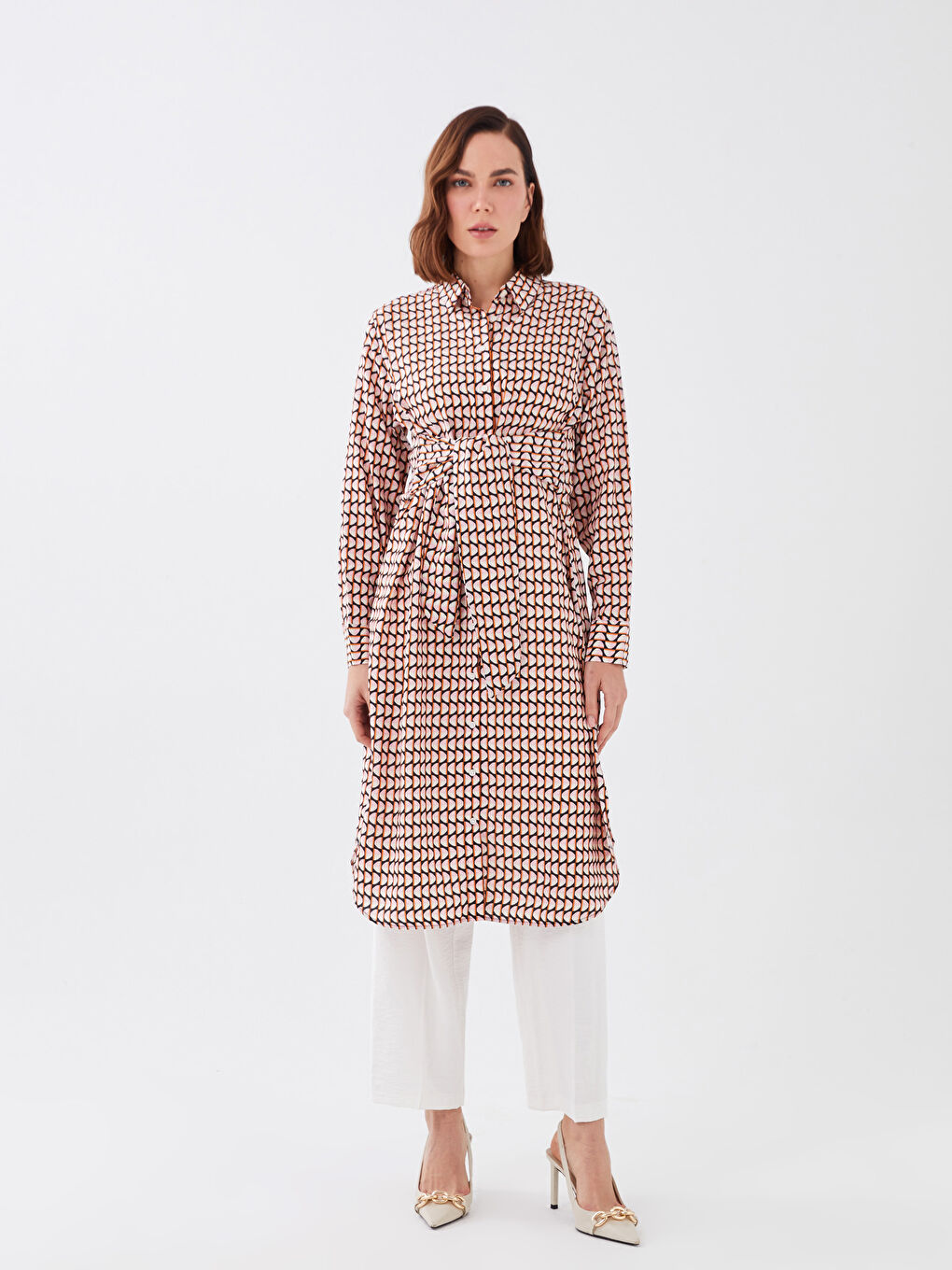 Patterned Women's Shirt Tunic-1