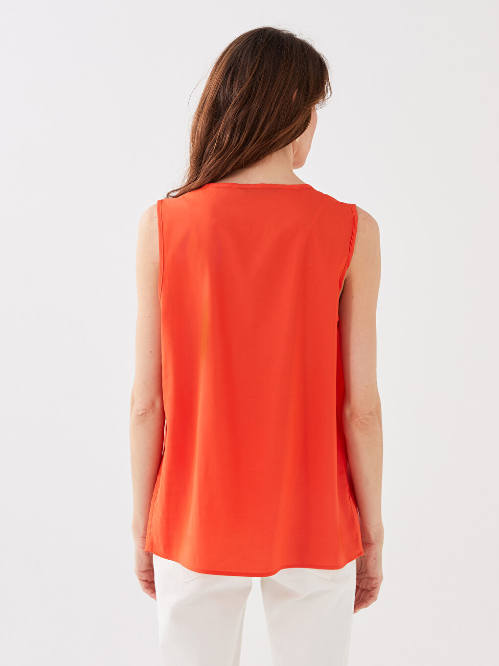 Turuncu Kadın Kaçık Yaka Düz Bluz-4