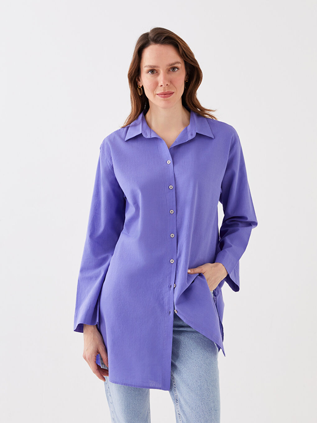 LCWAIKIKI Classic Tunique Chemise Unie à Manches Longues pour Femmes -S3DN63Z8-H2V