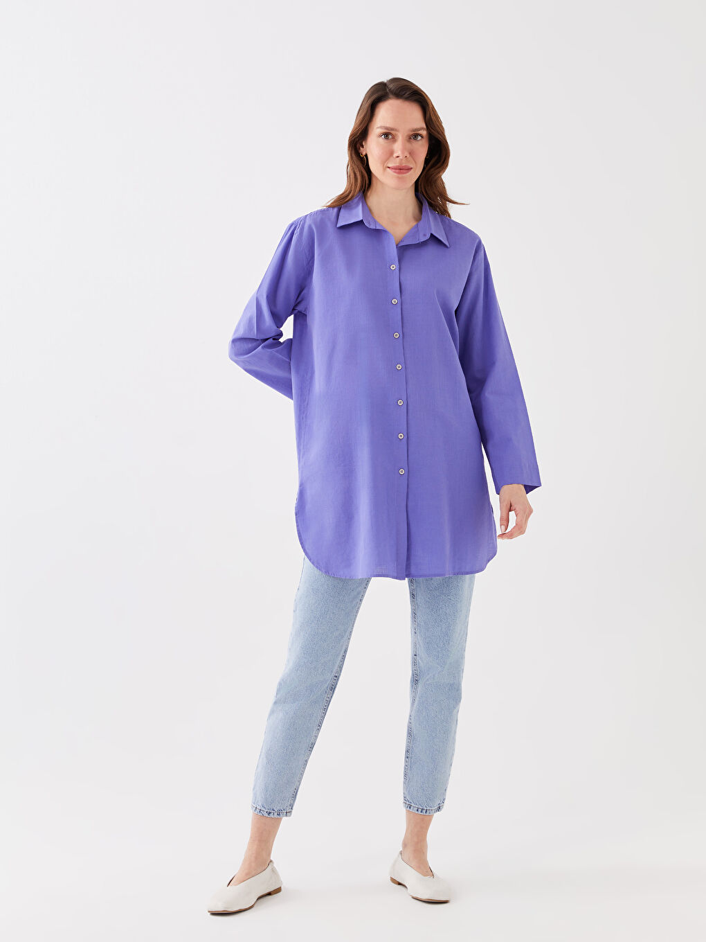 LCWAIKIKI Classic Tunique Chemise Unie à Manches Longues pour Femmes -S3DN63Z8-H2V