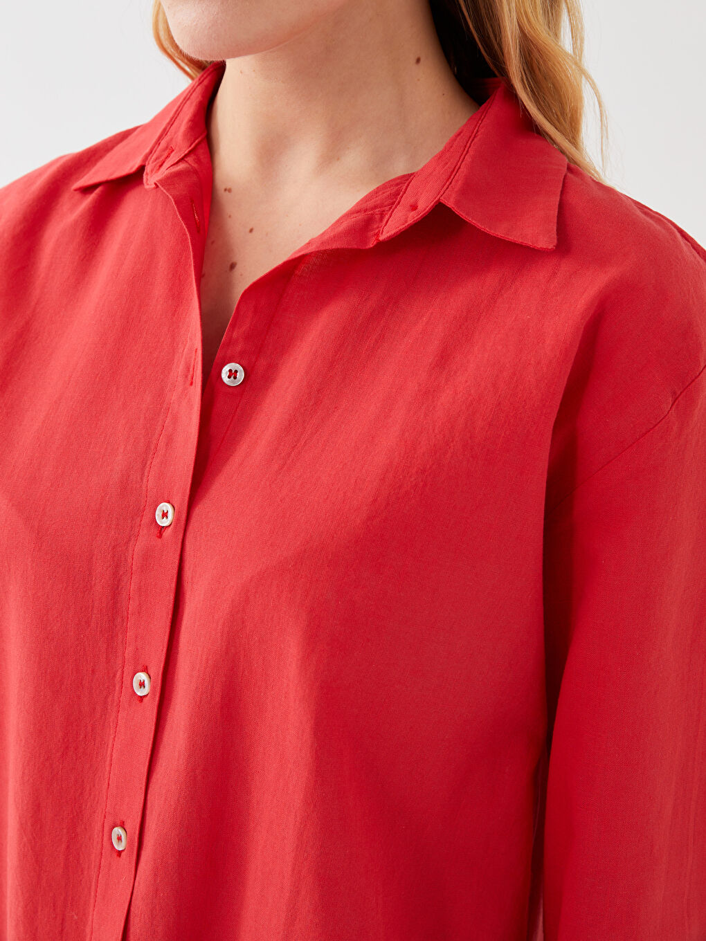 قميص تونيك للسيدات كم طويل سادة-3