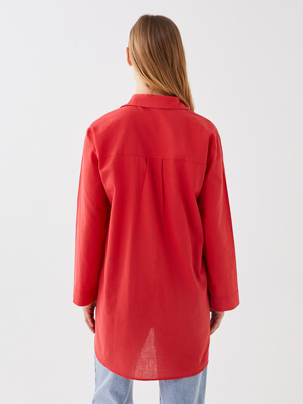 قميص تونيك للسيدات كم طويل سادة-4