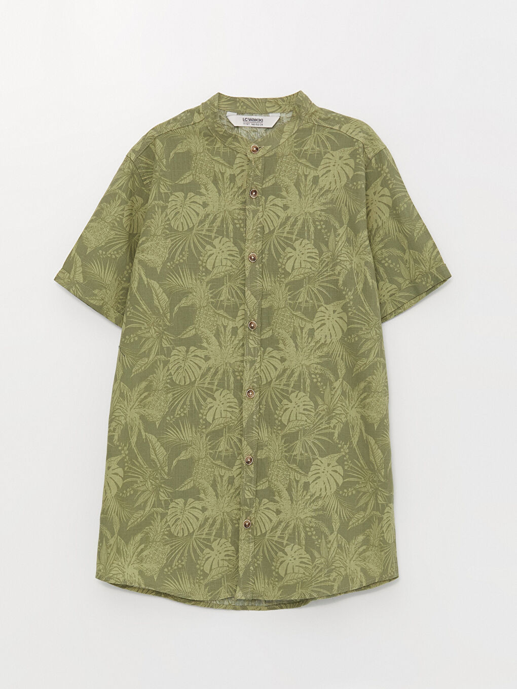 Grandad Collar Patterned Short Sleeve Boys' Shirt -S3DN64Z4-LRR
