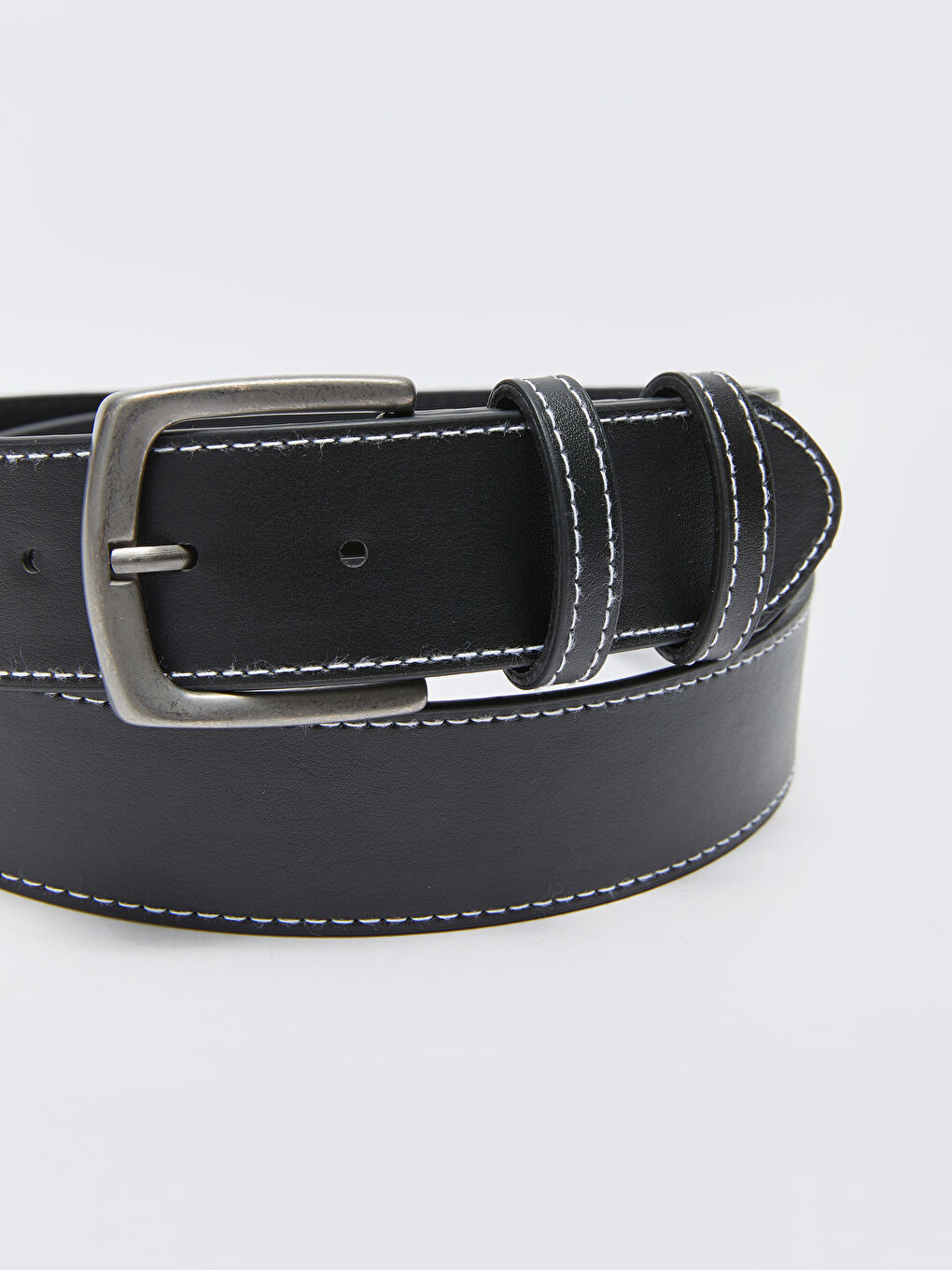 Ремень Мужской с Декоративной Строчкой из Искусственной Кожи-1