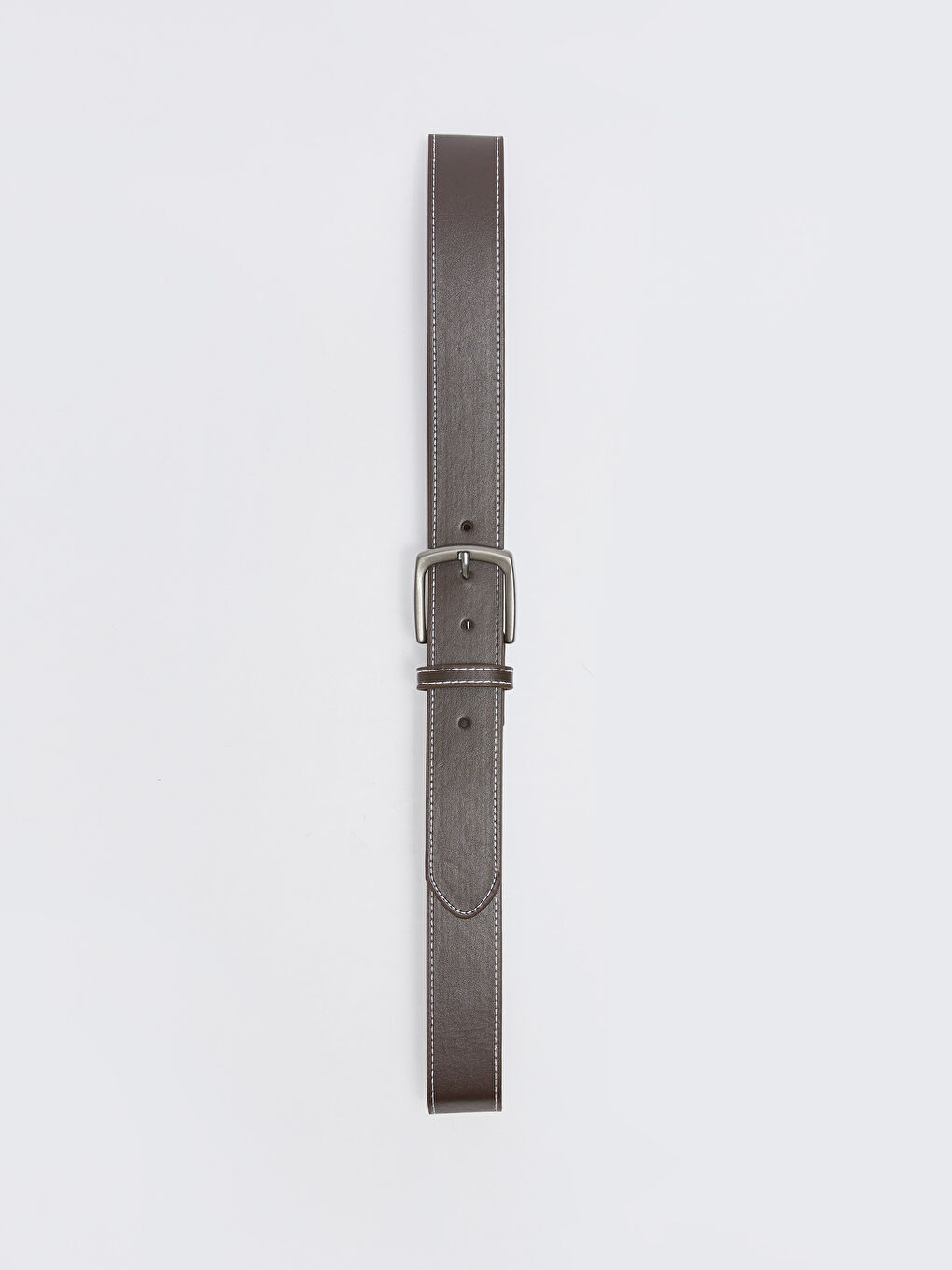 Kahverengi Deri Görünümlü Dekoratif Dikişli Erkek Kemer-2