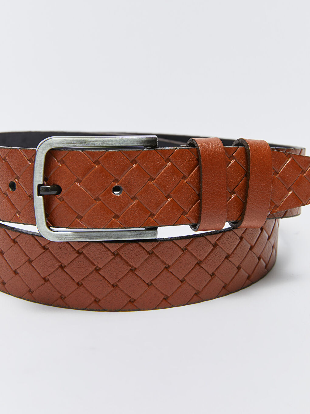 былғары көріністі ерлерге арналған чино белдігі-3