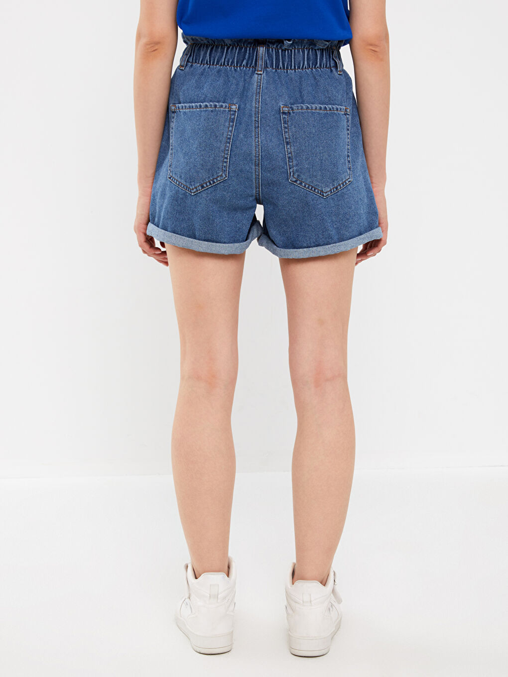 Elasticated Waist Loose Fit Women's Denim Shorts -S3DN83Z8-507