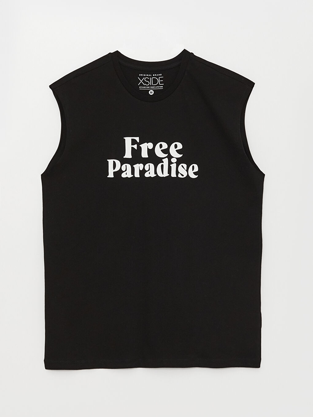 Siyah Bisiklet Yaka Baskılı Penye Erkek Kolsuz Tişört-5